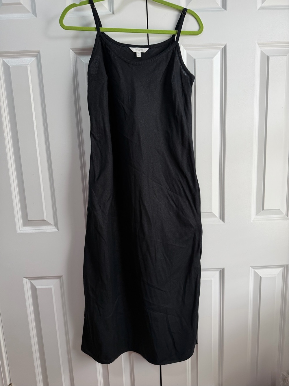 Garnet Hill Black Linen Slip Dress